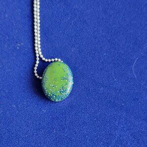 Vivi Sun 2007 green candy necklace Sterling 925 resin, glass marble necklace 26"